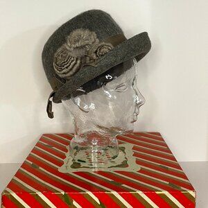 Vintage 1950s Grey Wool Union Made Hat by Melodie